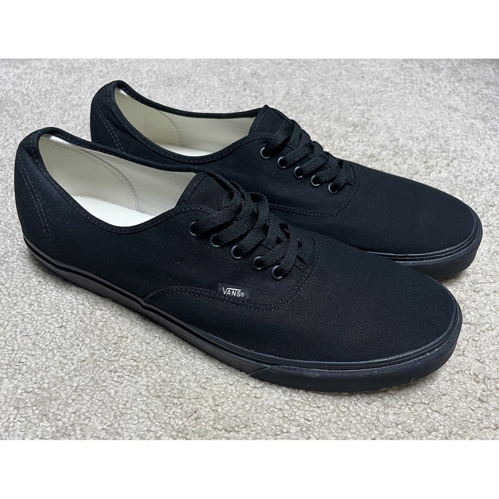 VANS Classic Lace All Black Canvas Low Top Skate Shoes Men Size 16